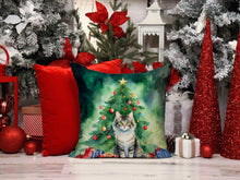 Load image into Gallery viewer, La Perm Cat By the Christmas Tree Throw Pillow