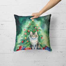 Load image into Gallery viewer, La Perm Cat By the Christmas Tree Throw Pillow