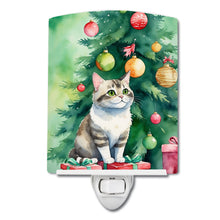Load image into Gallery viewer, Li Hua Cat By the Christmas Tree Ceramic Night Light