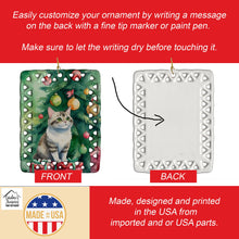 Load image into Gallery viewer, Li Hua Cat By the Christmas Tree Porcelain Ornament