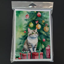 Load image into Gallery viewer, Li Hua Cat By the Christmas Tree Greeting Cards - Blank Note Cards – 8-Pack of Artist-Designed Cards with Envelopes
