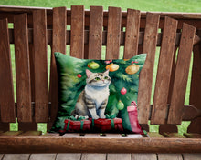 Load image into Gallery viewer, Li Hua Cat By the Christmas Tree Throw Pillow - 14x14 Decorative Pillow – Art for Your Home &amp; Patio