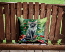 Load image into Gallery viewer, Lykoi Cat By the Christmas Tree Throw Pillow - 14x14 Decorative Pillow – Art for Your Home &amp; Patio