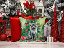 Load image into Gallery viewer, Lykoi Cat By the Christmas Tree Throw Pillow