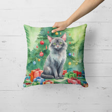 Load image into Gallery viewer, Lykoi Cat By the Christmas Tree Throw Pillow