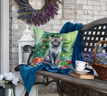 Load image into Gallery viewer, Lykoi Cat By the Christmas Tree Throw Pillow