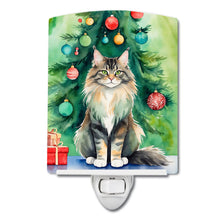Load image into Gallery viewer, MaineCoon Cat By the Christmas Tree Ceramic Night Light