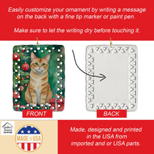 Load image into Gallery viewer, Malayan Cat By the Christmas Tree Porcelain Ornament