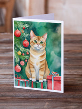 Load image into Gallery viewer, Malayan Cat By the Christmas Tree Greeting Cards - Blank Note Cards – 8-Pack of Artist-Designed Cards with Envelopes