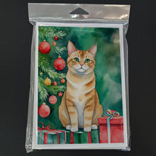 Load image into Gallery viewer, Malayan Cat By the Christmas Tree Greeting Cards - Blank Note Cards – 8-Pack of Artist-Designed Cards with Envelopes