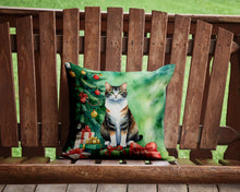 Load image into Gallery viewer, Manx Cat By the Christmas Tree Throw Pillow - 14x14 Decorative Pillow – Art for Your Home &amp; Patio