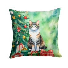 Load image into Gallery viewer, Manx Cat By the Christmas Tree Throw Pillow