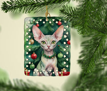 Load image into Gallery viewer, Minskin Cat By the Christmas Tree Porcelain Ornament