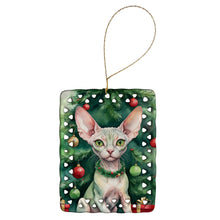 Load image into Gallery viewer, Minskin Cat By the Christmas Tree Porcelain Ornament
