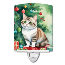 Load image into Gallery viewer, Munchkin Cat By the Christmas Tree Ceramic Night Light