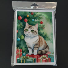 Load image into Gallery viewer, Munchkin Cat By the Christmas Tree Greeting Cards - Blank Note Cards – 8-Pack of Artist-Designed Cards with Envelopes