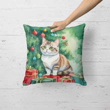 Load image into Gallery viewer, Munchkin Cat By the Christmas Tree Throw Pillow