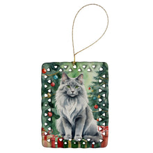 Load image into Gallery viewer, Nebelung Cat By the Christmas Tree Porcelain Ornament