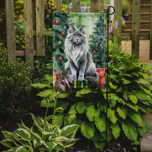 Load image into Gallery viewer, Nebelung Christmas Garden Flag - Cat by the Christmas Tree - Cat-Themed Holiday Yard Decor