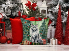 Load image into Gallery viewer, Nebelung Cat By the Christmas Tree Throw Pillow