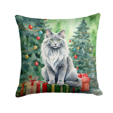 Load image into Gallery viewer, Nebelung Cat By the Christmas Tree Throw Pillow