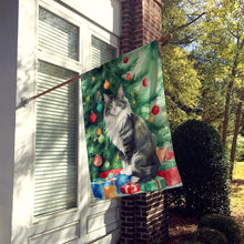 Load image into Gallery viewer, Norwegian Forest Cat By the Christmas Tree House Flag