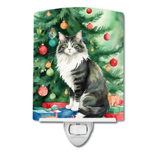 Load image into Gallery viewer, Norwegian Forest Cat By the Christmas Tree Ceramic Night Light