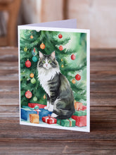 Load image into Gallery viewer, Norwegian Forest Cat By the Christmas Tree Greeting Cards - Blank Note Cards – 8-Pack of Artist-Designed Cards with Envelopes