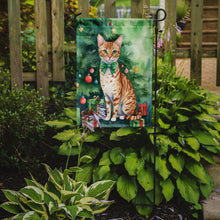 Load image into Gallery viewer, Ocicat Christmas Garden Flag - Cat by the Christmas Tree - Cat-Themed Holiday Yard Decor