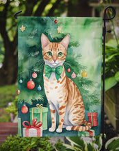 Load image into Gallery viewer, Ocicat Christmas Garden Flag - Cat by the Christmas Tree - Cat-Themed Holiday Yard Decor