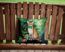 Load image into Gallery viewer, Ocicat Cat By the Christmas Tree Throw Pillow - 14x14 Decorative Pillow – Art for Your Home &amp; Patio