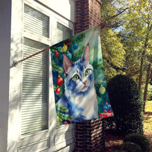 Load image into Gallery viewer, Ojos Azules Cat By the Christmas Tree House Flag