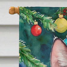 Load image into Gallery viewer, Ojos Azules Cat By the Christmas Tree House Flag