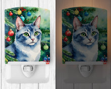 Load image into Gallery viewer, Ojos Azules Cat By the Christmas Tree Ceramic Night Light