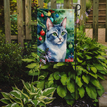 Load image into Gallery viewer, Ojos Azules Christmas Garden Flag - Cat by the Christmas Tree - Cat-Themed Holiday Yard Decor