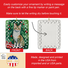 Load image into Gallery viewer, Oregon Rex Cat By the Christmas Tree Porcelain Ornament