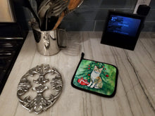 Load image into Gallery viewer, Oregon Rex Cat By the Christmas Tree Pot Holders - Set of 2 Decorative Kitchen Helpers | Made in the USA