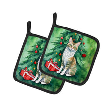 Load image into Gallery viewer, Oregon Rex Cat By the Christmas Tree Pot Holders - Set of 2 Decorative Kitchen Helpers | Made in the USA