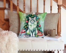 Load image into Gallery viewer, Oriental Longhair Cat By the Christmas Tree Throw Pillow - 14x14 Decorative Pillow – Art for Your Home &amp; Patio