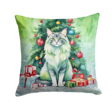 Load image into Gallery viewer, Oriental Longhair Cat By the Christmas Tree Throw Pillow - 14x14 Decorative Pillow – Art for Your Home &amp; Patio
