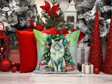 Load image into Gallery viewer, Oriental Longhair Cat By the Christmas Tree Throw Pillow