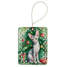 Load image into Gallery viewer, Oriental Shorthair Cat By the Christmas Tree Porcelain Ornament