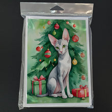 Load image into Gallery viewer, Oriental Shorthair Cat By the Christmas Tree Greeting Cards - Blank Note Cards – 8-Pack of Artist-Designed Cards with Envelopes