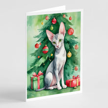 Load image into Gallery viewer, Oriental Shorthair Cat By the Christmas Tree Greeting Cards - Blank Note Cards – 8-Pack of Artist-Designed Cards with Envelopes