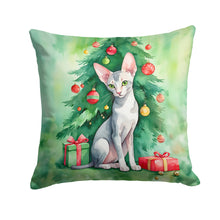 Load image into Gallery viewer, Oriental Shorthair Cat By the Christmas Tree Throw Pillow - 14x14 Decorative Pillow – Art for Your Home &amp; Patio