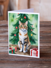 Load image into Gallery viewer, Owyhee Bob Cat By the Christmas Tree Greeting Cards - Blank Note Cards – 8-Pack of Artist-Designed Cards with Envelopes