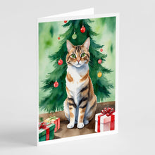 Load image into Gallery viewer, Owyhee Bob Cat By the Christmas Tree Greeting Cards - Blank Note Cards – 8-Pack of Artist-Designed Cards with Envelopes