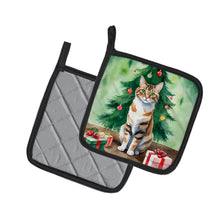 Load image into Gallery viewer, Owyhee Bob Cat By the Christmas Tree Pot Holders - Set of 2 Decorative Kitchen Helpers | Made in the USA