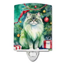 Load image into Gallery viewer, Persian Cat By the Christmas Tree Ceramic Night Light