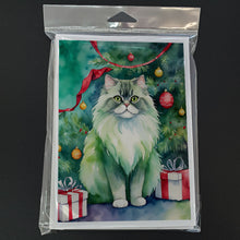 Load image into Gallery viewer, Persian Cat By the Christmas Tree Greeting Cards - Blank Note Cards – 8-Pack of Artist-Designed Cards with Envelopes